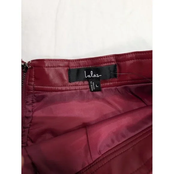 Lulus red pleather flare mini skirt women's sz large new with tags 30" waist B3 - Picture 3 of 9